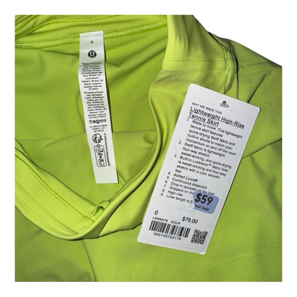 Lululemon Lightweight High-Rise Tennis Skirt Sour Grape, Size 0 NWT - Picture 5 of 5